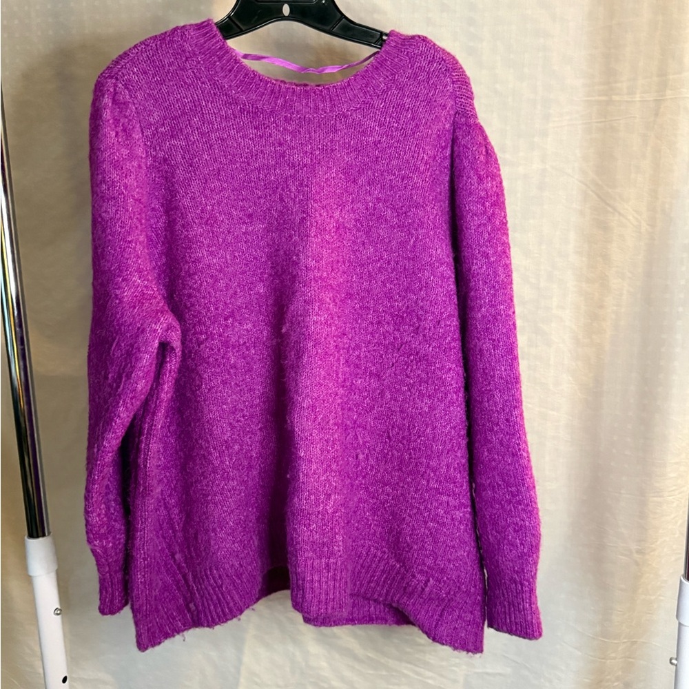 Lane Bryant Vibrant Purple Crew Neck Sweater